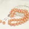 Collier boucles d'oreilles ensemble Design Original exquis simulé-perle coquille ronde 12mm perles Orange femmes bijoux 18 pouces B2328