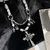 Hänge halsband varumärke natursten unisex choker halsband män damer hip hop gothic punk taggtråd törnen rose cross party gåvor