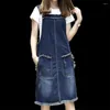 Casual Dresses Women Denim Suspender Dress Spring Summer Vintage Loose Tassel Sarafan Overalls Sundress Female Jeans