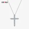 Pendanthalsband Oevas Real 3mm 100% 925 Sterling Silver Sparkling Cross Pendnathalsband för kvinnor Party Fine Jewelry Gift 231121