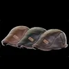 Berets vintage mannen hoed lederen platte pet warme herfst winter mannelijk verstelbare hoogwaardige gatsby retro caps 230421