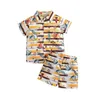 Clothing Sets Kids Baby Boy Beach Suits Summer Fashion Printed Short Sleeve Lapel Button Down Shirts And Pants 2Pcs Casual 1-6Years