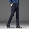 Costumes pour hommes automne et hiver, jean Slim en peluche thermique, Denim épais, extensible, pantalon cylindrique Long et droit