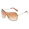 Solglasögon Rimless Gradient Brown Kvinnor SUPDIZE Luxury Punk Sports Goggle Shades Y2K One Piece Metal Eyewear