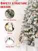 YouMedi 6.5ft Pre-Lit Snow Flocked Artificial Christmas Pine Tree, Artificial Christmas Tree with Warm White Lights for Home, Party Decoration, Metal Hinges & Base