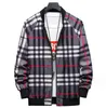 Men's Jacket 2023 Autumn/Winter New Stripe Print Men's Coat Round Neck Men's Casual Windbreaker Coat