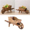 1PCS Wooden Cart Flowerpot Creative Fleshy Ornamental Bedroom Window Household Garden Plants Flowers Pot Wheelbarrow Planter A30 Y2387