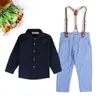 Ensembles de vêtements Mode Garçons Gentleman Chemise Bretelles Pantalon Costumes Formels 2pcs Ensemble Enfants 2T-6T Costume De Mariage SA1370