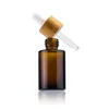 30ml Flat Shoulder Glass Essential Oil Perfume Bottles Transparent Amber Frosted 1oz Eye Dropper Bottle with Bamboo Cap Gxahl