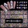 Nagelkunstdecoratie Luxe glanzende diamant Nagelkunst Strass Kristaldecoraties Set AB Glas 1 stuks Pick-up pen in rasterdoos 21 vorm Ongeveer 3100 stuks 231121