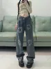 Jeans para mujer American Retro Star Patrón Pantalones Mujeres Moda Alta Cintura Recta Demin Pantalón Y2k Nicho Diseño Pierna Ancha Streetwear