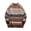 Męskie swetry męskie jesień i zimowa załoga szyja sweter luźny retro swobodny para pociągnięcia męskiej ubrania miękkie bluzki Jersey