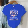 T-shirts pour femmes Chemise parfaite du 60e anniversaire pour les femmes fabriquées en 1963 Tee-shirt imprimé Y2K Vêtements esthétiques Cadeaux Maman Tshirt Harajuku Streetwear