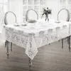 Allison Tischdecke aus viktorianischem Erbstück-Spitzenstoff, Tischdecke aus Polyester-Spitze mit Wellenkante im Vintage-Stil, 60 Zoll x 102 Zoll, länglich/rechteckig, weiß