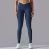 Aktiva byxor sömlösa stickade yogakvinnor V-formade höga midjesporter Leggings Sexig buliftträn