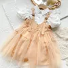 Abiti per ragazza 2-7 anni Tute per bambini per bambini Abito per vestiti per bambini Ragazze Tulle Princess Strap Abbigliamento per bambini Abiti