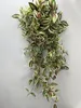 Dekorativa blommor lämnar falska hängande växter Silkträd Leafs Green Bamboo Winding Rottan för Home Garden Wedding Decor Long Artificial
