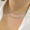 Anpassade moissanitsmycken 925 Silver Rose Gold Yellow Gold Chain 2mm 3mm 4mm 5mm 6.5mm VVS Moissanite Tennis Necklace