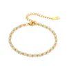 Strand 316L Stainless Steel Bead White Glass Beads Handmade Bracelet For Women Fashion Girls Wrist Jewelry Gifts