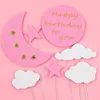 Party Supplies EVA Stereo Cloud Card Moon Five-Pointed Star Baking Cake Decoration Happy Birthday Tools Wedding DIY Cute Girl