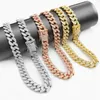 Hundhalsar Leases Cuban Necklace Paled Rhinestones 12 5mm Width Chain Hip Hop smycken Guldfärg Rostfritt stål Material CZ C269F