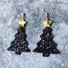 Baumeln Ohrringe Glitter PU Leder Hoop Weihnachtsbaum Party Schmuck Frauen Aretes De Mujer