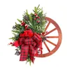 Decorative Flowers 2023 Bow Wheel Garland Simulation Door Hanging Window Display Rattan Circle Creative Christmas Outdoor Garden