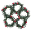 装飾的な花5 pcsクリスマスリースリングピラーテーブルセンターピースレッドフルーツ装飾プラスチックドアの装飾具体的な花輪
