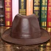 Szerokie grzbietowe czapki wiadra mężczyzna w 100% oryginalny skórzany kapelusz jazzowy dorosły fedoras fedoras owczacza czapka męska kowboj B7284 231122