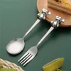 Servis uppsättningar Family Travel Camping Cutlery Modern Simplicity Mode återanvändbar Portable dessertkaka Tools Kök Tillbehör Fruktgaffel