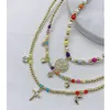 Pendant Necklaces 5pcs/lot Making Supplies Handmade Brass Glass Beads With Happy Smlie Face Cross Heart Moon Charms