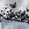 Clips para el cabello Corona de mariposa negra Tiara Regalo de metal Diadema de cumpleaños Boda gótica nupcial