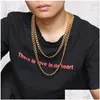 Kettingen RVS Solid Choker Vergulde Cuba Schakelketting Mode Mannelijke Sieraden Hip Hop Accessoires6751788 Drop Delivery Dhqcg