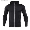 Gymkläder Nya män som kör jackor Fitness Sports Coat Hooded Tight Hoodie Gym Soccer Training Run Joging Jackets Reflective dragkedja T230422