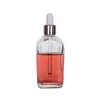 Frascos de perfume de óleo essencial de vidro transparente frasco conta-gotas quadrado com tampa de ouro rosa 10ml a 100ml Rkpmf