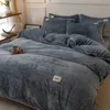 Sängkläder set vinter varmt täcke täcke drottning king size säng korall fleece quilt cover flanell filt sammet tröskel fall sängkläder säng täckning 231122