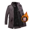 Mens Streetwear Casual Business Clothing Pocket Leather Jacket Coat Outwear Men Slim Winter Long Thick Fleece Pu Leather Jackets