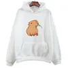 Sweat à capuche imprimé Capybara pour hommes et femmes, sweat-shirt unisexe avec dessin animé Kawaii, pour garçons et filles, à la mode, motif Harajuku