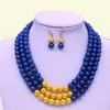 Abadon nieuwste mode handgemaakte blauw gele multi -streng lagen parel choker statement kettingen sigma gamma rho symbool sieraden 6108138