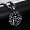 Pendant Necklaces Gem Pentagram Man Stainless Steel Korean Fashion Jewelry Gems Gothic Cool Things Necklace