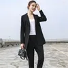 Ternos femininos blazer mulher roupas colorblock solto casacos para mulher jaqueta preta 2023 moda coreana outerwears elegante em