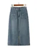 Skirts RealeFt Pockets Dames Midi Denim Rok Front Side Split High Wasit Jeans Skirts rechte vrouwelijke kokerrok Summer 230422