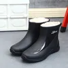 Rain Boots Rope Tied Rain Shoes for Men Rubber Soles Kitchen Shoes Job Security Boots Outdoor Climbing Fishing Shoes Cotton Platform Boots 231122