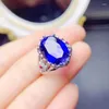 Anneaux de cluster Fleur de saphir bleu Big Bague par bijoux 925 Sterling Silver 10 14mm 6.5ct Gemstone Fine J228285