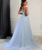 Robe De soirée élégante en Tulle bleu clair, asymétrique épaule dénudée, fleurs 3D, longueur au sol, ligne a, robes De bal formelles pour femmes