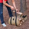 Förvaringspåsar utomhus vede canvas väska stock tote öppen spis stort trä bärhandtag camping kapacitet