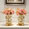 Plantadores POTS de estilo europeu Cerâmica Golden Swan Vase Mesa de jantar Acessórios para decoração de casa Vasos de elefante de ouro criativo 230422