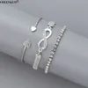 Ensemble de 3 bracelets tendance et élégants pour femmes, bijoux en cristal, cœur de pêche, ouvert, porte-bonheur, 8 breloques