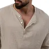 Chemises décontractées pour hommes 2023 printemps et automne chemise manteau lin à manches longues haut en coton lâche