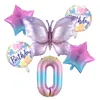 Party Decoration 6pcs Pink Purple Gradient Butterfly 30inch Number Balloons Set Baby Shower Decor Helium Ballon Birthday Wedding Globos